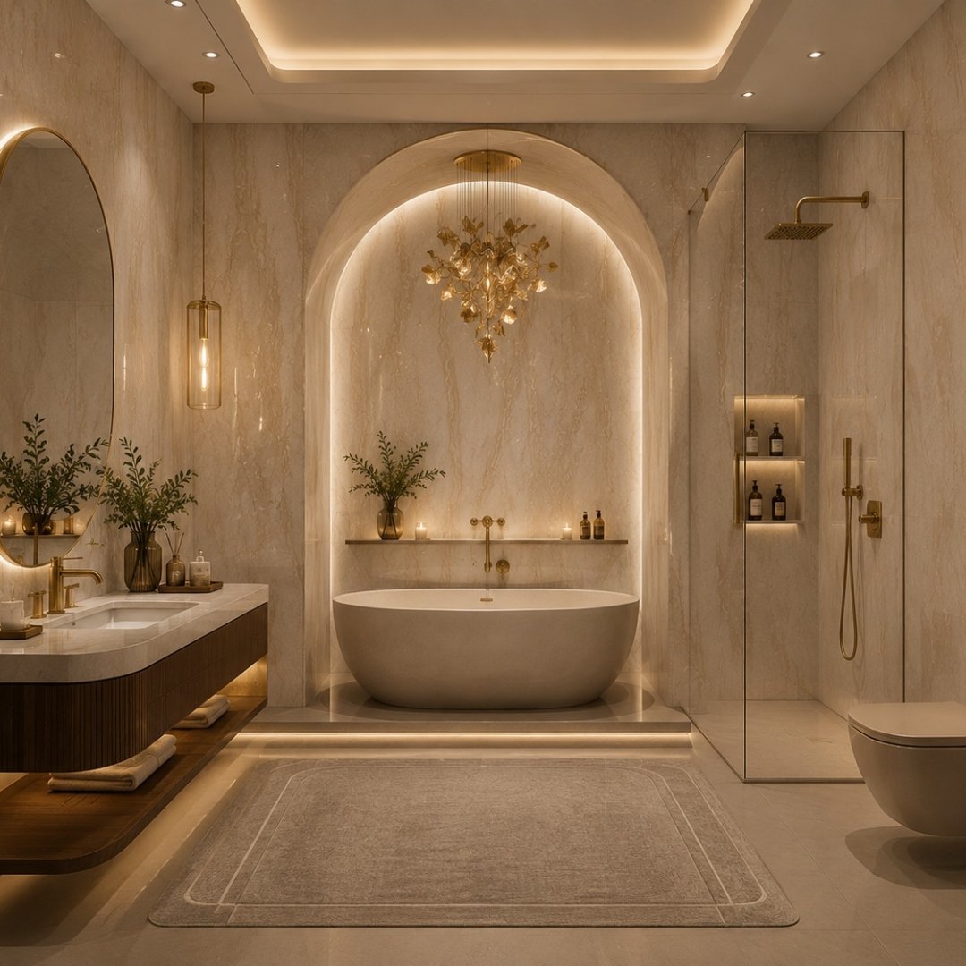 AL Royal Dyna Crema Marble Bathroom Tiles - My Home Studio
